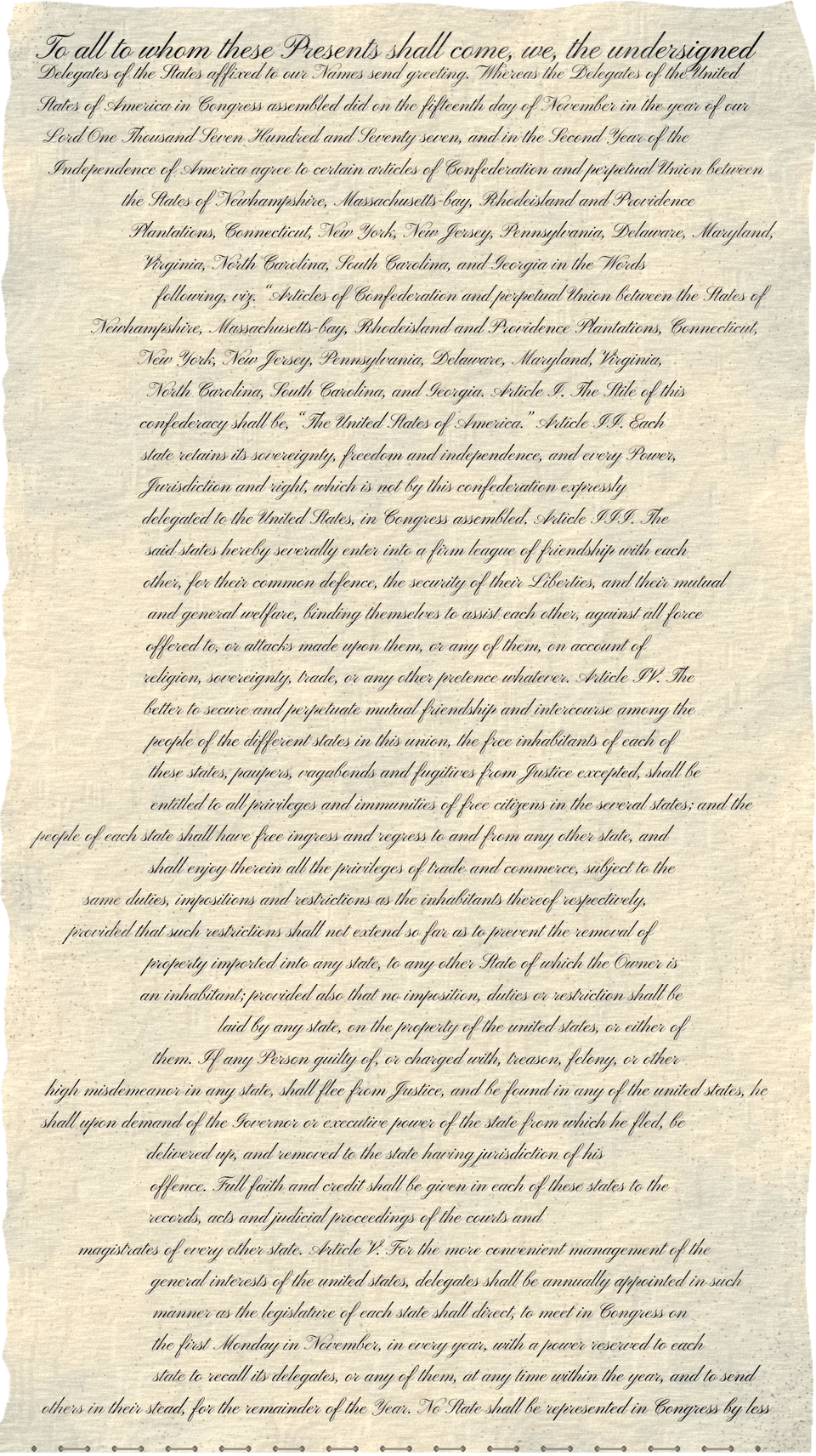 The engrossed Articles of Confederation, skin 1 of 6