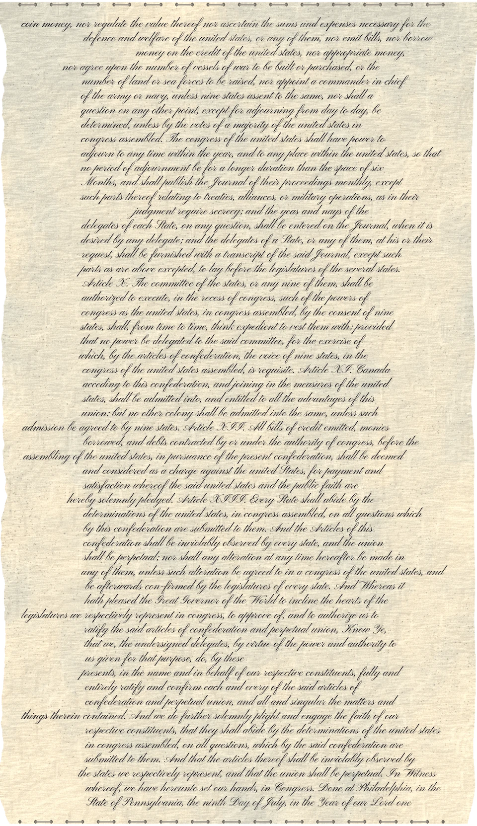 The engrossed Articles of Confederation, skin 5 of 6